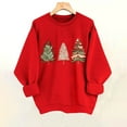 thumbnail image 2 of Cavosen Christmas Womens Hoodies Pullover Crew Neck Long Sleeve Ugly Pullover Christmas Tree Solid Stretch Loose Blouses Party Shirt Tops, 2 of 5