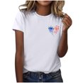 thumbnail image 4 of Hauts pour Femmes Jour de l'Indépendance Drapeau Col Rond Imprimé Lettre Manches Courtes T-Shirts pour Femmes Blanc m, 4 of 4