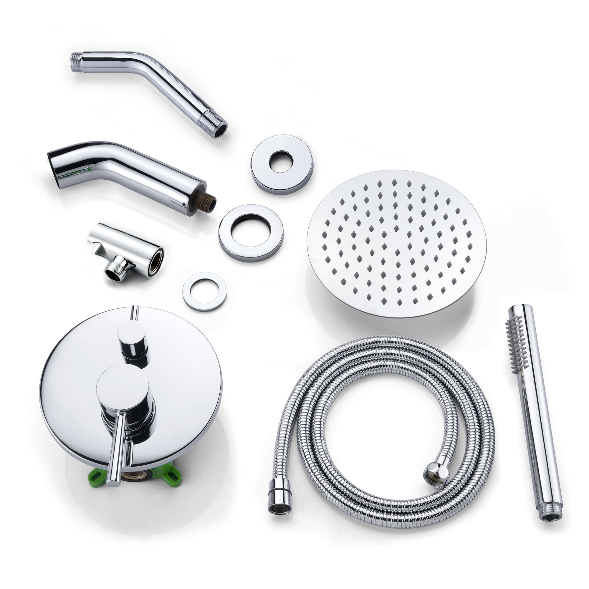 Sumerain Chrome Rain Shower Faucet Set with Tub Spout,Tub Shower Faucet Set with 8 inches Shower Head and Hand Shower, Valve Included