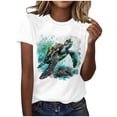 thumbnail image 2 of Njoeus Summer Outfits for Women Hawaiian Shirts for Women Women Funny Graphic Tees Casual Beach Hawaiian Shirts Women Workout T-Shirt Printed Cute Tops Summer Vacation Vintage Tshirt Trendy Blouse S-5, 2 of 4