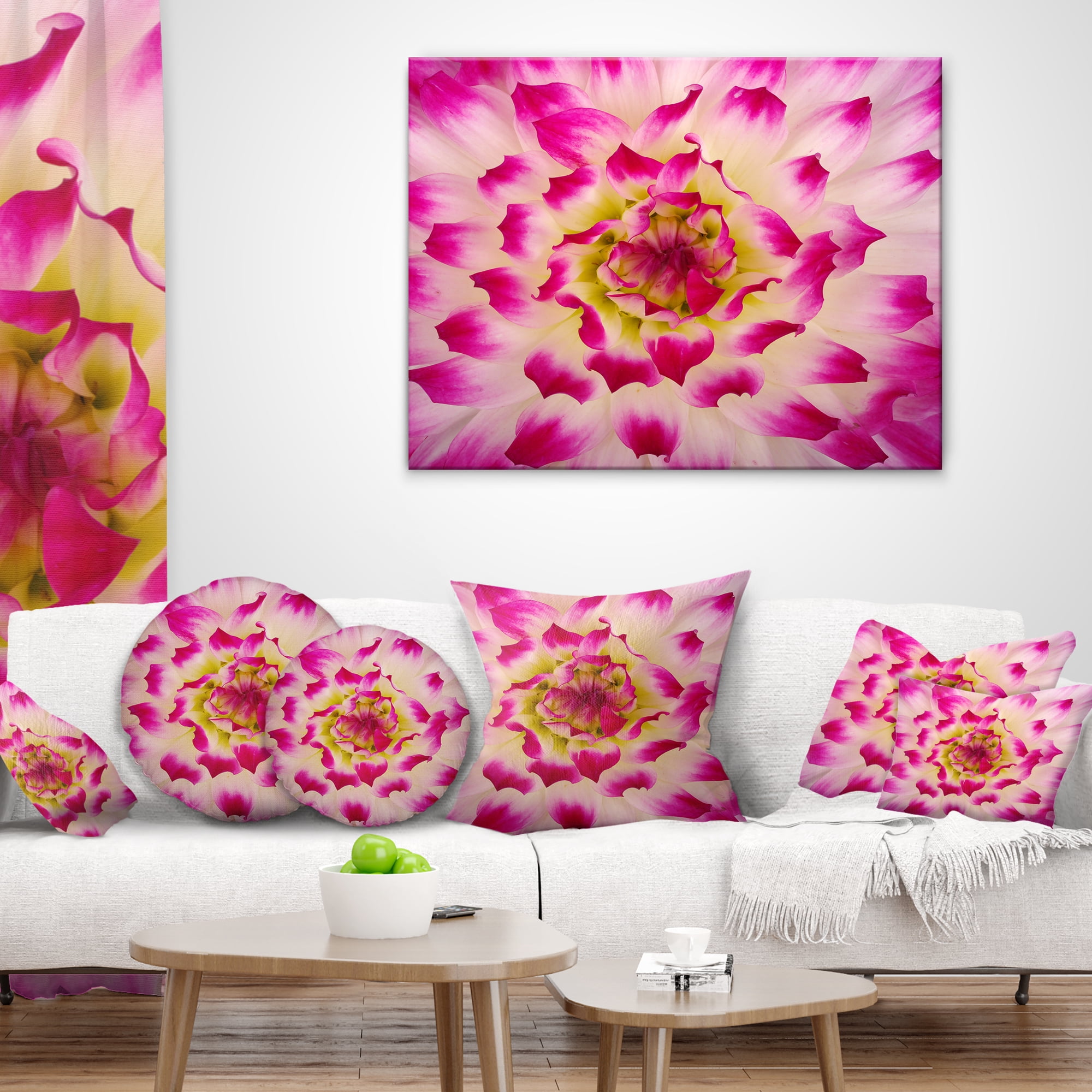 Designart Smooth White Rose Flower Petals - Floral Throw Pillow - 18x18