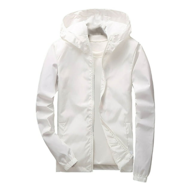 Splozh Vestes pour Bébé Veste Mince Garçons Veste à Manches Longues Confortable Douce et à la Mode Veste à Capuche Zippée Blanche, 7-8 Ans