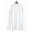 thumbnail image 2 of Women'S Sweater Thick Long Sleeve Knit Pullover High-Low Hem Fashion Autumn and Winter Basic Pullover Top White M, 2 of 6