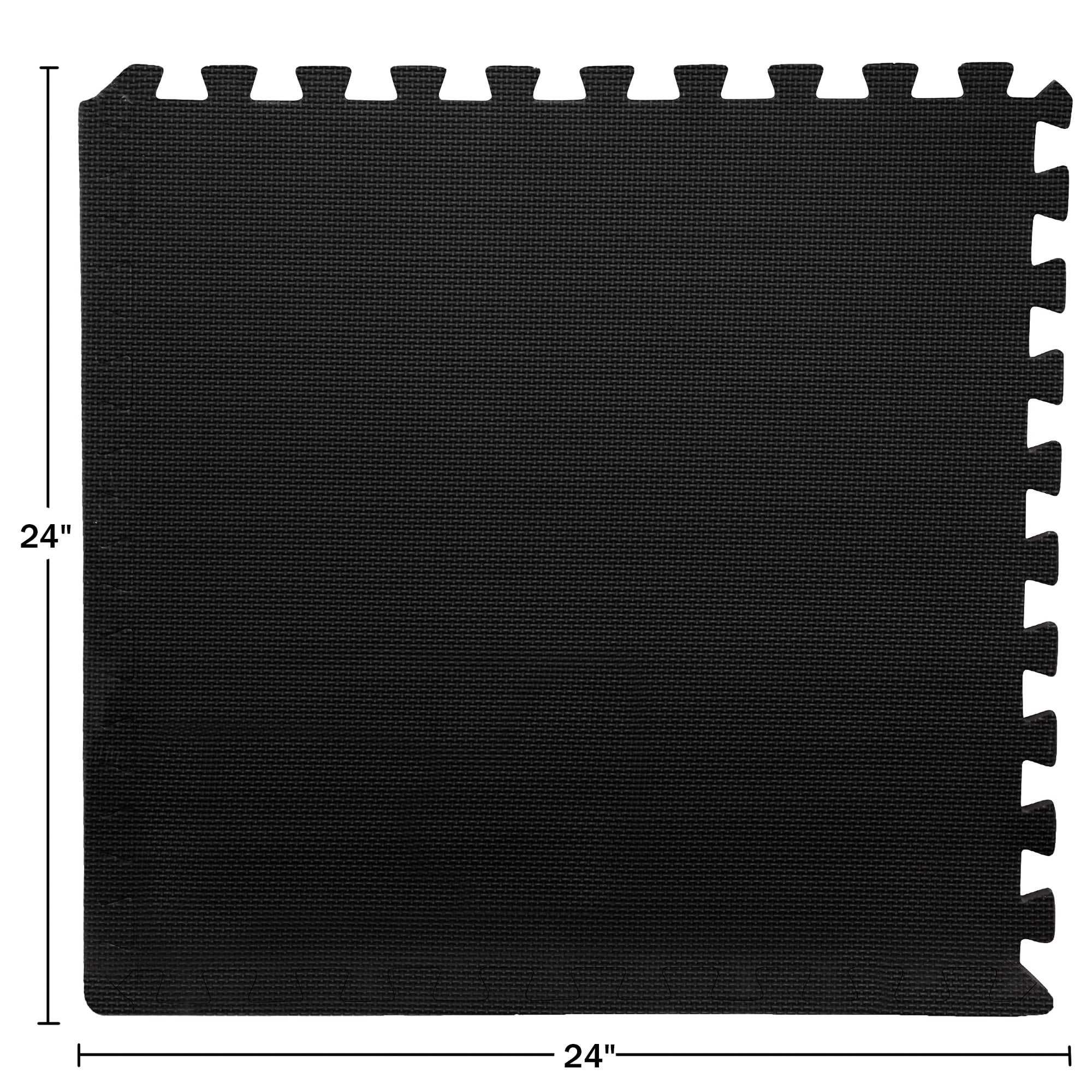 Foam Flooring Tiles – 24-Pack Interlocking EVA Foam Pieces – Non-Toxic Floor Padding for Playroom, Gym, or Basement by Stalwart (Black)