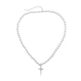 thumbnail image 1 of MasteelfCA Collier de Perles Pendentif Croix Délicate Collier Chaîne de Cou Bijoux pour Femmes, 1 of 8