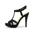 thumbnail image 6 of BLISSFUL STEP Women T Strap Slingback Platform Stiletto Heel Sandals Black 9, 6 of 8