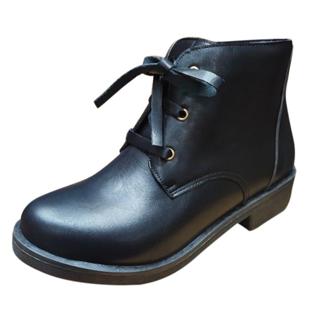 NECHOLOGY Botas Mujer Adulto Femenino Zapatos Botines para mujer Retro Mujer Ocio Color sólido Tacones cuadrados Cordones Botines cortos Zapatos de punta redonda (Black, 7.5)