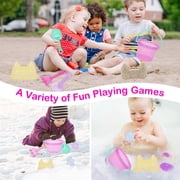 LotFancy Beach Sand Toys Set for Kids Toddlers Girls,Sand Buckets and Shovels, Baby Sandbox Toys
