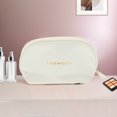 thumbnail image 5 of Ofertas Únicas 1 Pc Bolsa de Maquillaje Semicircular con Cierre para Vacaciones y Viajes de Negocios PU Blanca, 5 of 5