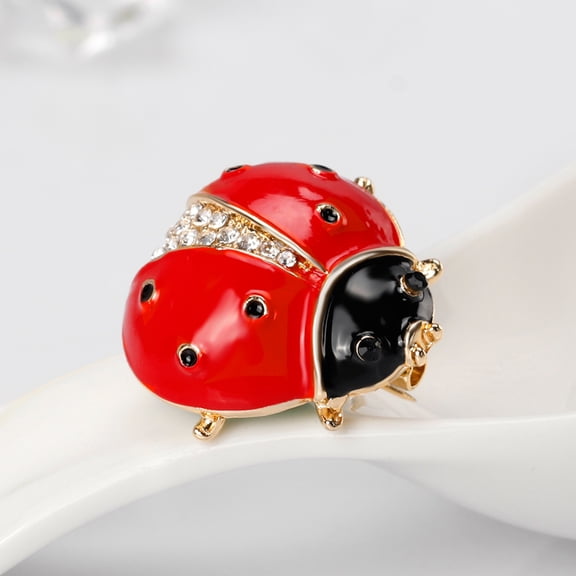 SmartBy Women Scarf Accessory Cute Ladybird Rhinestone Brooch Pin Insect Breastpin