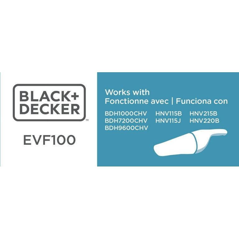 HQRP 2-pack Filter for Black+Decker DUSTBUSTER BDH7200CHV BDH9600CHV  BDH1000CHV Hand Vac, Black & Decker EVF100 Replacement