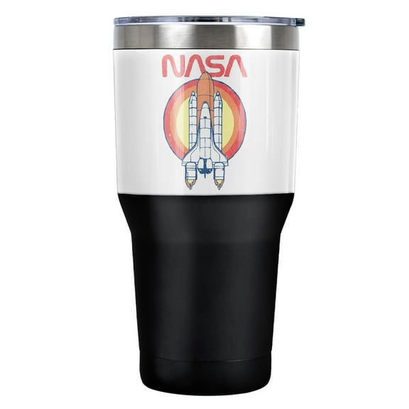 NASA Space Shuttle Circle Stainless Steel Tumbler 30 oz Coffee Travel Cup, Vacuum Insulated & Double Wall with Leakproof Sliding Lid | Great for Hot Drinks and Cold Beverages