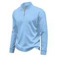 thumbnail image 2 of Qwertyu Men's Quarter Zip Up Pullover Mock Neck Long Sleeve Sweatshirt for Men Waffle Knit Casual Half Zipper Pullover Men Light Blue XL, 2 of 7