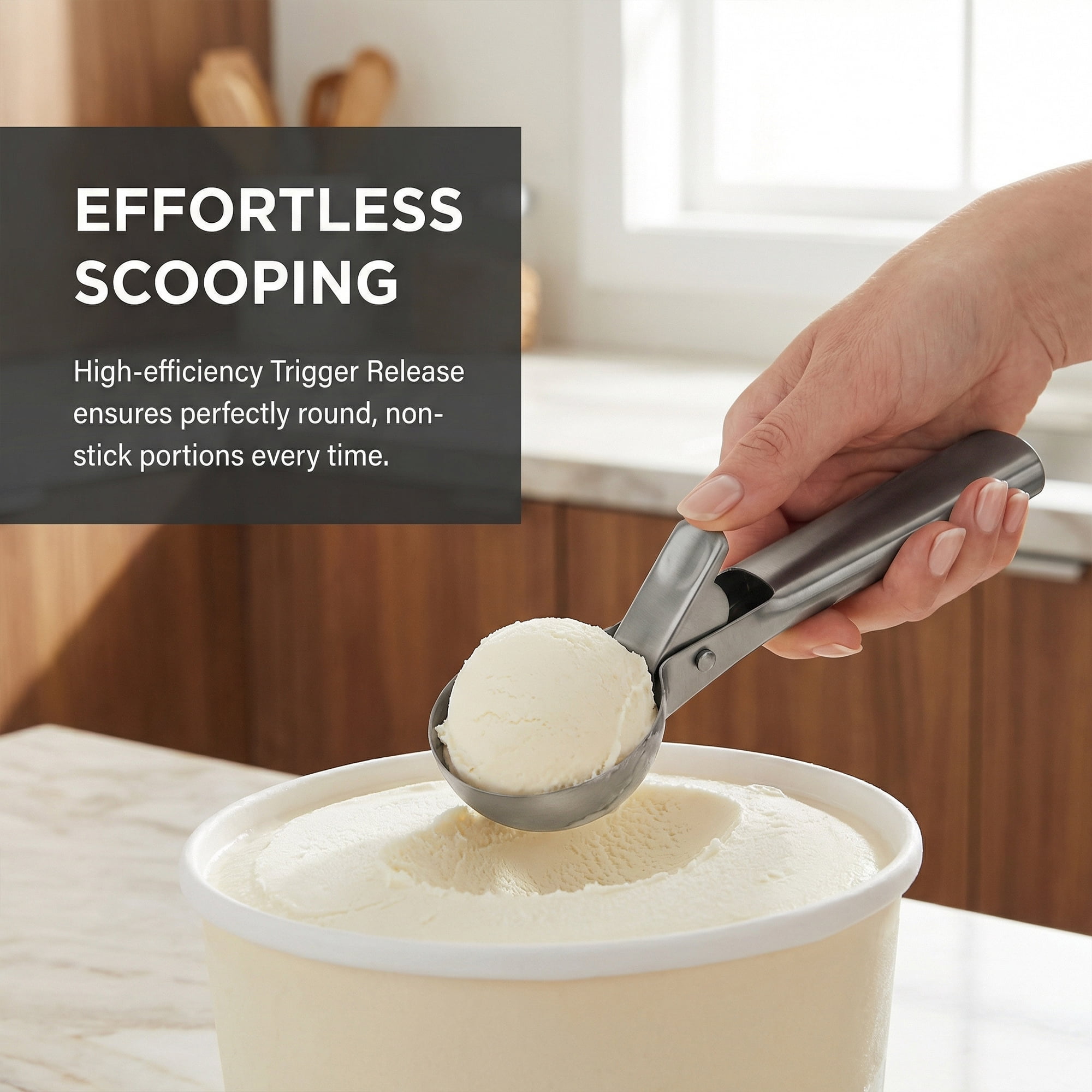 Unique Bargains Stainless Steel Ice Cream Scooper with Handle Silver