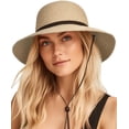 thumbnail image 1 of Womens Wide Brim Sun Hat with Wind Lanyard UPF Summer Straw Sun Hats for Women, 1 of 5