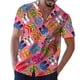 thumbnail image 1 of Camisas s Para Hombre Men's Spring Summer Top Hawaii imprimió Top Casual Loose Short camisas Button elegantes de manga (Pink, XXL), 1 of 7