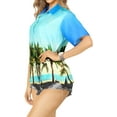 thumbnail image 2 of LA LEELA Women's Button Down Blouses Casual Summer Beach Blouse Shirt Luau Party Blouses Short Sleeve Vacation Dress Shirts Hawaiian T Shirt for Women S Palm Sea, Blue, 2 of 6