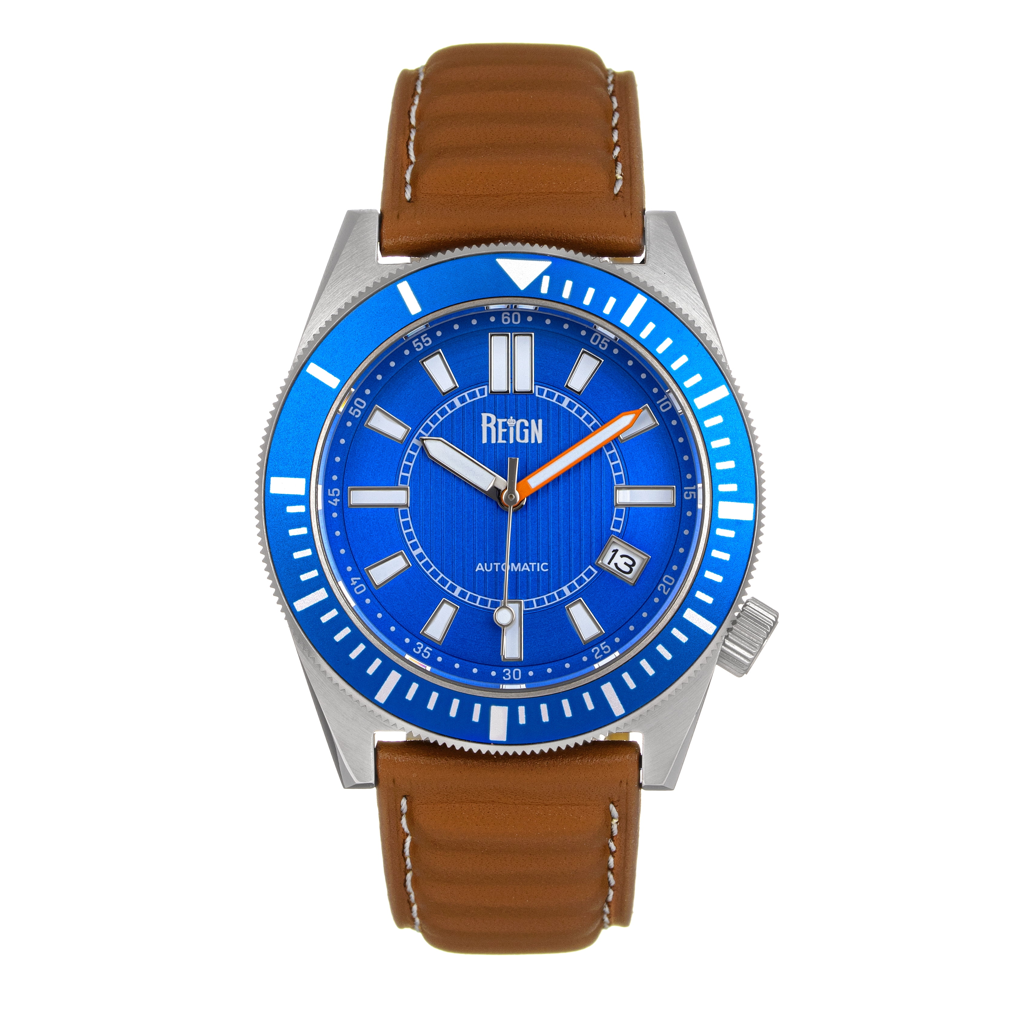 Reign Francis Leather Band Watch W Date Brown Blue Walmart
