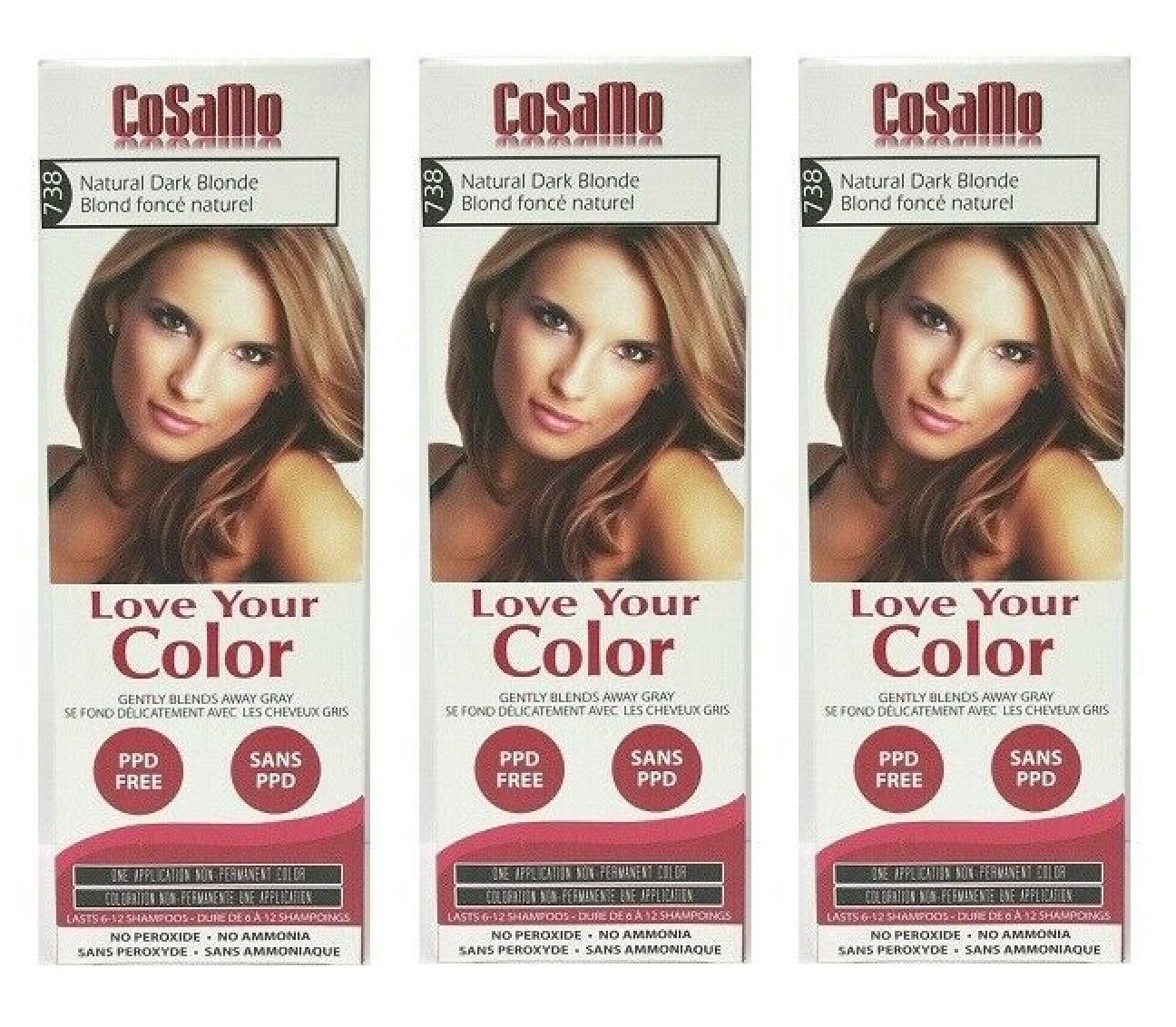 CoSaMo - Love Your Color Non-Permanent Hair Color 738 Natural Dark Blonde - 3 oz. (Pack of 3) CoSaMo - Love Your Color Non-Permanent Hair Color 738 Natural Dark Blonde - 3 oz. (Pack of 3)