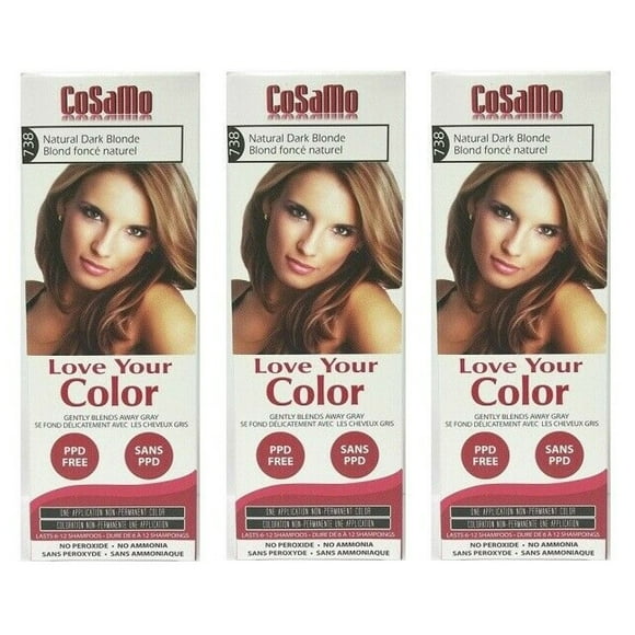 CoSaMo - Love Your Color Non-Permanent Hair Color 738 Natural Dark Blonde - 3 oz. (Pack of 3)