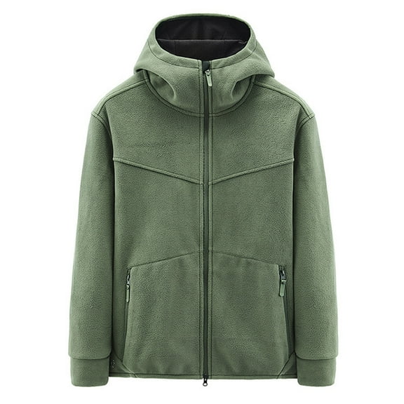 Dpytoraw Fleece Jacket Men Coat With Hood Zipper Thick Outwear Windproof Men's Jacket Autumn Winter Classic