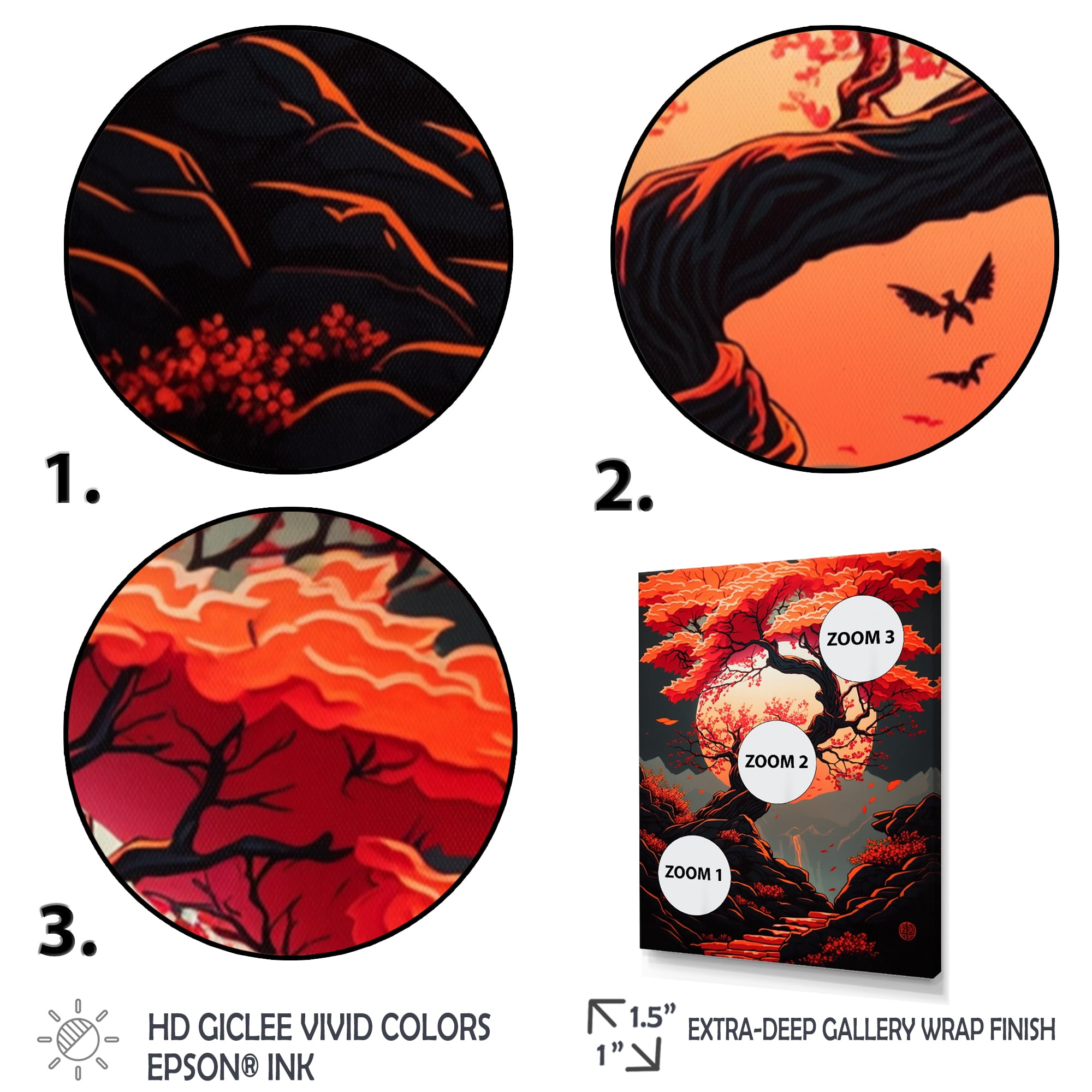 Designart Orange Cherry Blossum Tree Canvas Wall Art