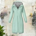 thumbnail image 3 of HAiming Womens Rain Jacket Zip up Waterproof Lightweight Raincoats Stripe Lined Hooded Long Outdoor Coats with Pocket, 3 of 7