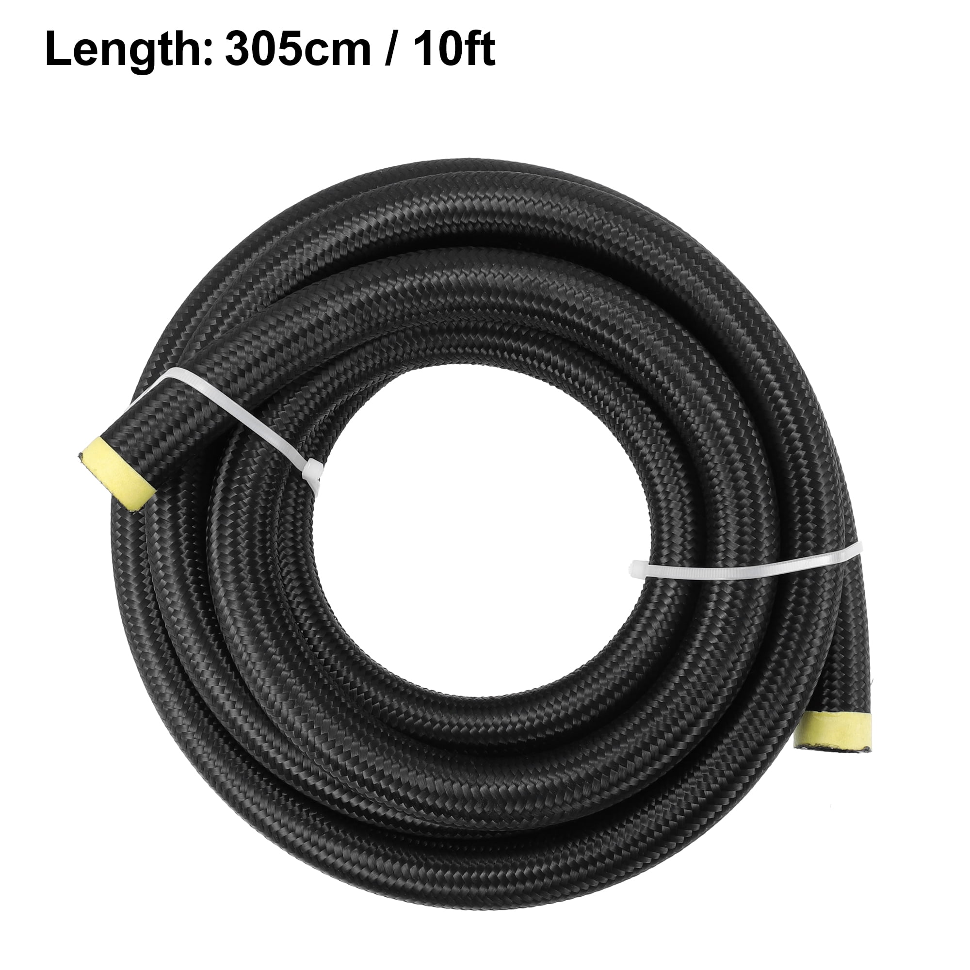 Unique Bargains 10ft 12AN Fuel Hose AN12 Universal Car Braided Nylon Stainless Steel CPE Oil Fuel Gas Line Hose Black