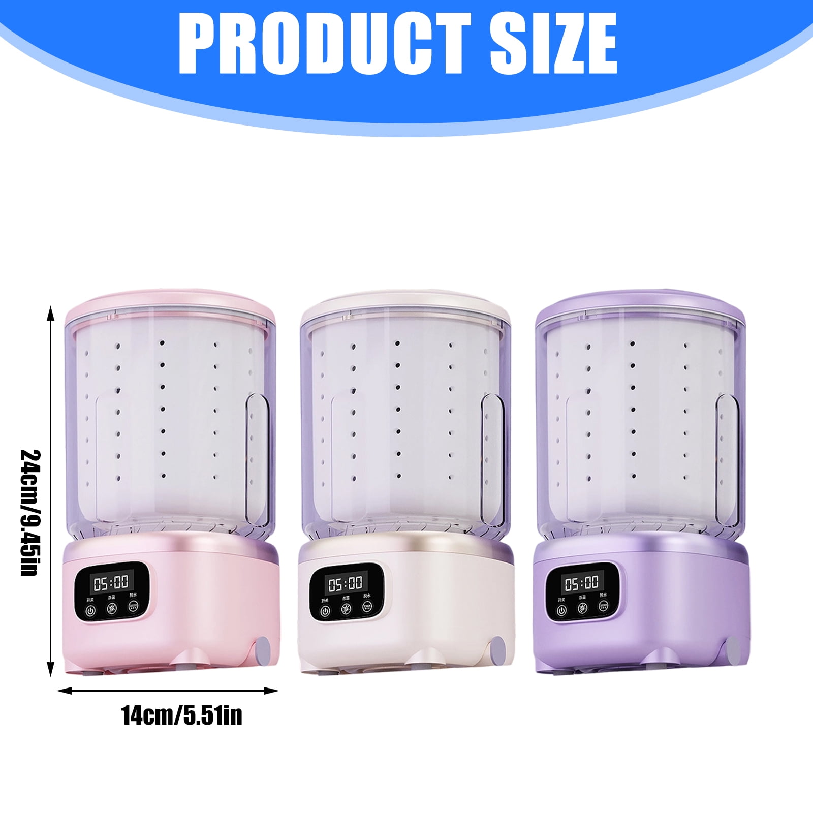Compact Automatic Tiny Transportable Washer Turn Dryer 2L Capacity With Royal Blue Light Pasteurization For Dormitory Apartment Travel
