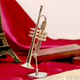 thumbnail image 2 of Miniatura Trompeta Delicada Chapado en Oro Mini Musical Instrumento Adorno, 90mm funda de piano y Feliz Sencillez, 2 of 5