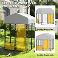 thumbnail image 6 of PawHut Outdoor Dog Kennel, Welded Wire Dog Run with 360° Rotating & 4 Levels Adjustable Bowls, Waterproof & UV Resistant Cover, 3.9' x 3.9' x 4.5', 6 of 9