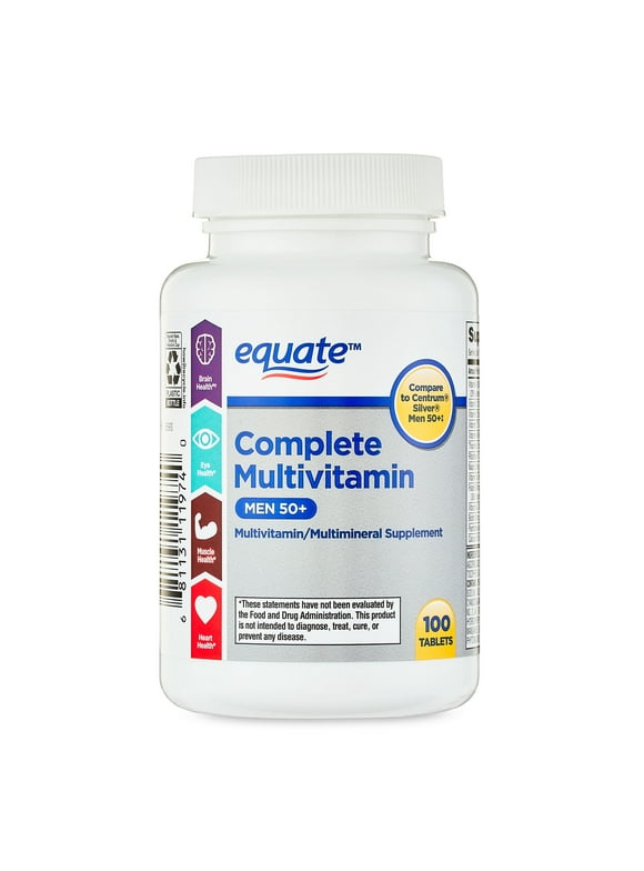 Equate Complete Multivitamin/Multimineral Supplement Tablets, Men 50+, 100 Count
