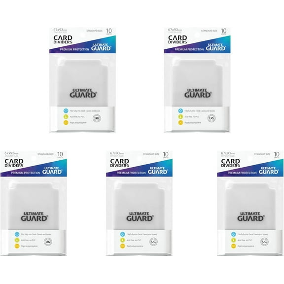 5 Packs Ultimate Guard Transparent Card Dividers (10) Standard Size Value Bundle!