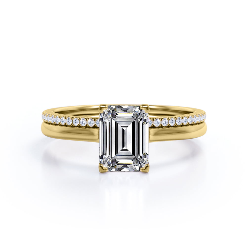 5.10 Ct Art Deco Asscher Marquise Cut Wedding Band Bridal Ring Set In 925 Silver 