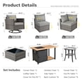 thumbnail image 3 of Ovios 9 Pieces Patio Fire Pit Set Outdoor Rattan Sectional Sofa Conversation Set with Swivel Rocking Chairs and Side Table,Dark Gray, 3 of 8