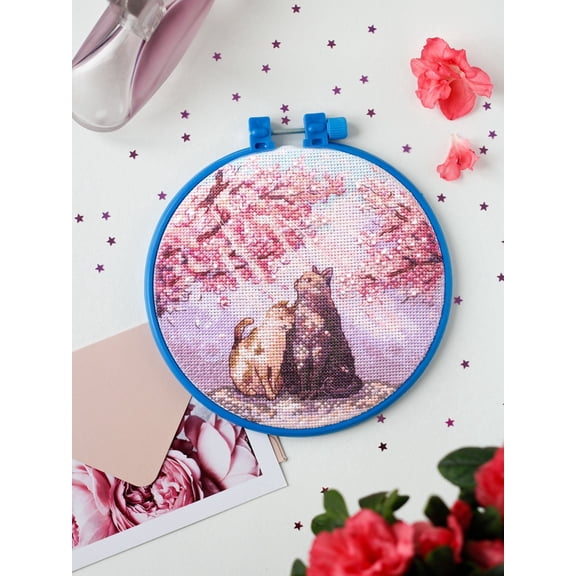 Wizardi Cross-Stitch kit - Sunbeams. Beginner Embroidery Kit for Adults. Cross-Stitch Supplies. Needle, Canvas, Scheme, Floss and Floss Organizer Kit. AHM-043 Abris Art