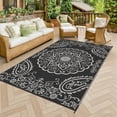 thumbnail image 3 of MeyJey 6'x9' Outdoor Rugs for Patio, Patio Rug Waterproof RV Mats, Plastic Straw Camping Area Rug for Indoor Porch Balcony Beach Mat, Black/Grey, 3 of 15