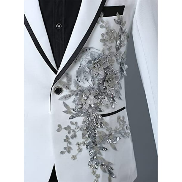 Silver and white suits for prom 2025