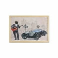 thumbnail image 1 of Urban Wall Art with Frame, London and Paris Streets with Musicians Retro Cars Cafes Old Town View Print, Printed Fabric Poster for Bathroom Living Room, 35" x 23", Warm Taupe Black, by Ambesonne, 1 of 2