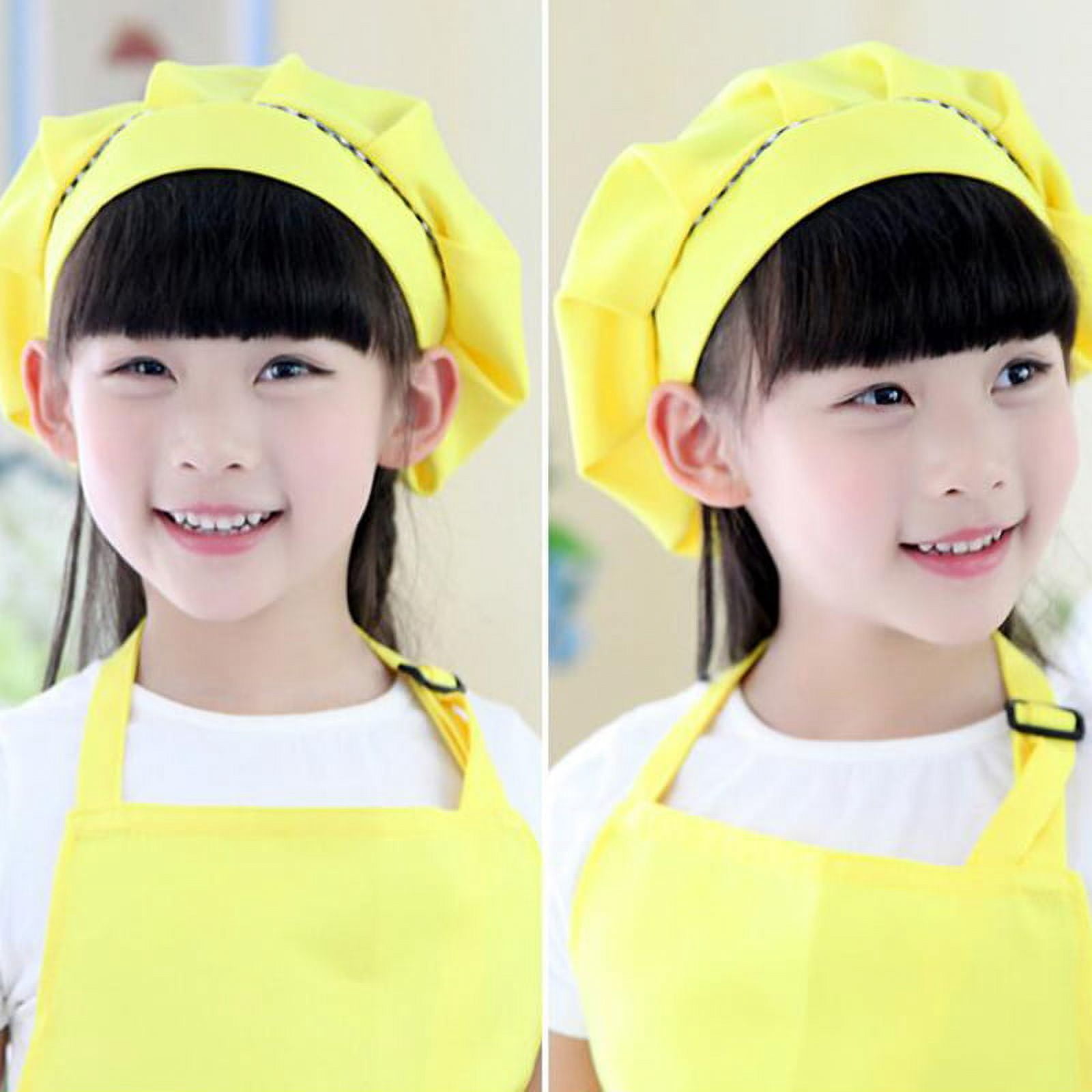 12 Piece Children's Chef Hat Apron Set, Boy and Girl Apron Children Adjustable Cotton Apron Kitchen Apron Belt