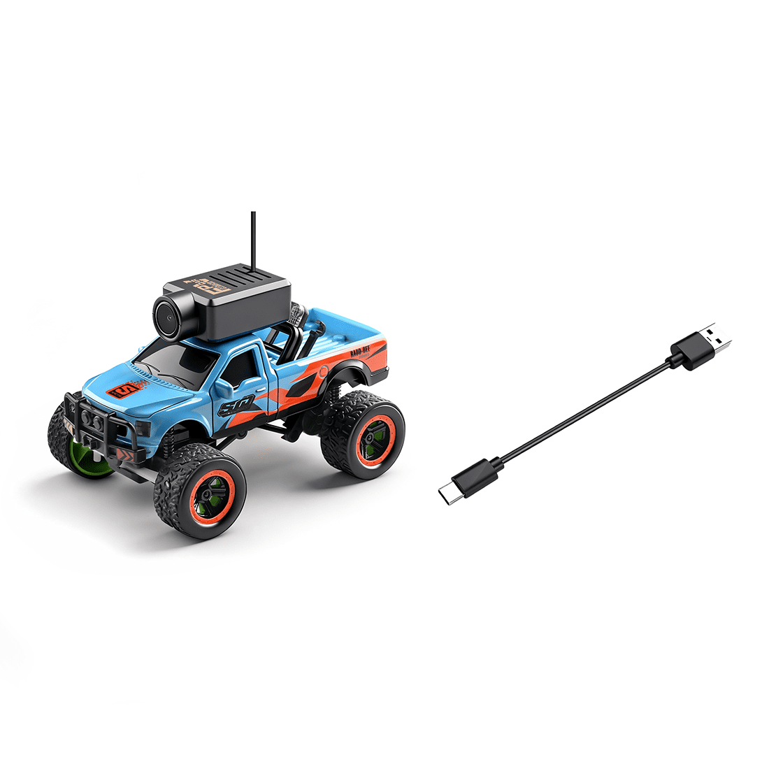 1/64 Scale FPV RC Truck, 2.4GHz Full-Proportional Mini Crawler with WiFi Camera & APP Control, 3 Speeds, Indoor Racing RC Car for Adults, Blue