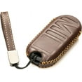 thumbnail image 4 of Vitodeco Genuine Leather Smart Key Fob Cover Compatible with Mini Countryman S ALL4, Countryman SE ALL4, Cooper 2 Door, Cooper S 4 Door, Convertible (4 Buttons, Brown), 4 of 5
