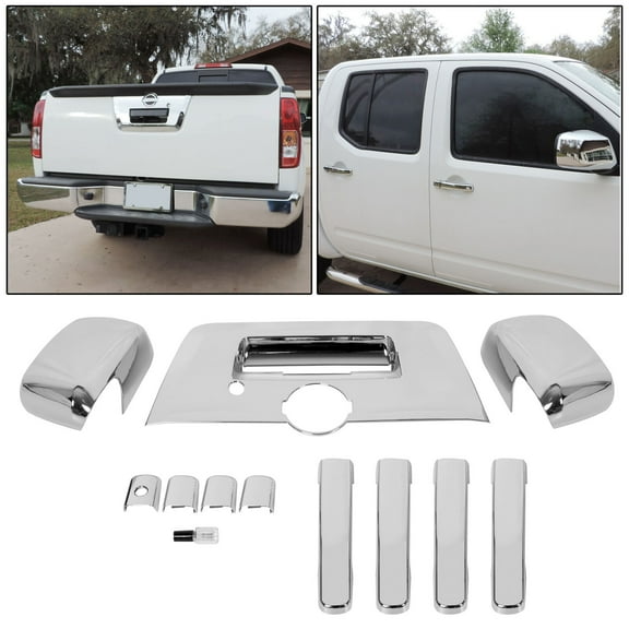 Chrome Mirror Cover  4 Door Handle Full Tailgate Cover For 13-19 Nissan Frontier