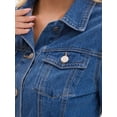 thumbnail image 5 of DARING DIVA Women's Button Down Collar Ruffle Hem Peplum Jean Jacket 2XL Blue, 5 of 7