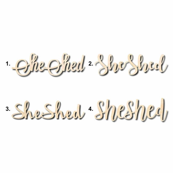She Shed Sign Unfinished Wood Cutout Home Decor DIY Option 1- 24" Wide / 1/4"
