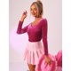 thumbnail image 3 of Top de terciopelo para mujer con cuello en forma de corazón elegante camiseta de manga larga Rosa caliente L, 3 of 5