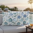 thumbnail image 4 of Green Blue Pumpkins Fall Outdoor Waterproof Pillow Covers, Autumn Botanical Thanksgiving Decorative Rectangle Throw Pillowcase Sofa Cushion Sham for Patio/Couch/Chair, 20"x12" 2 Pack, 4 of 8