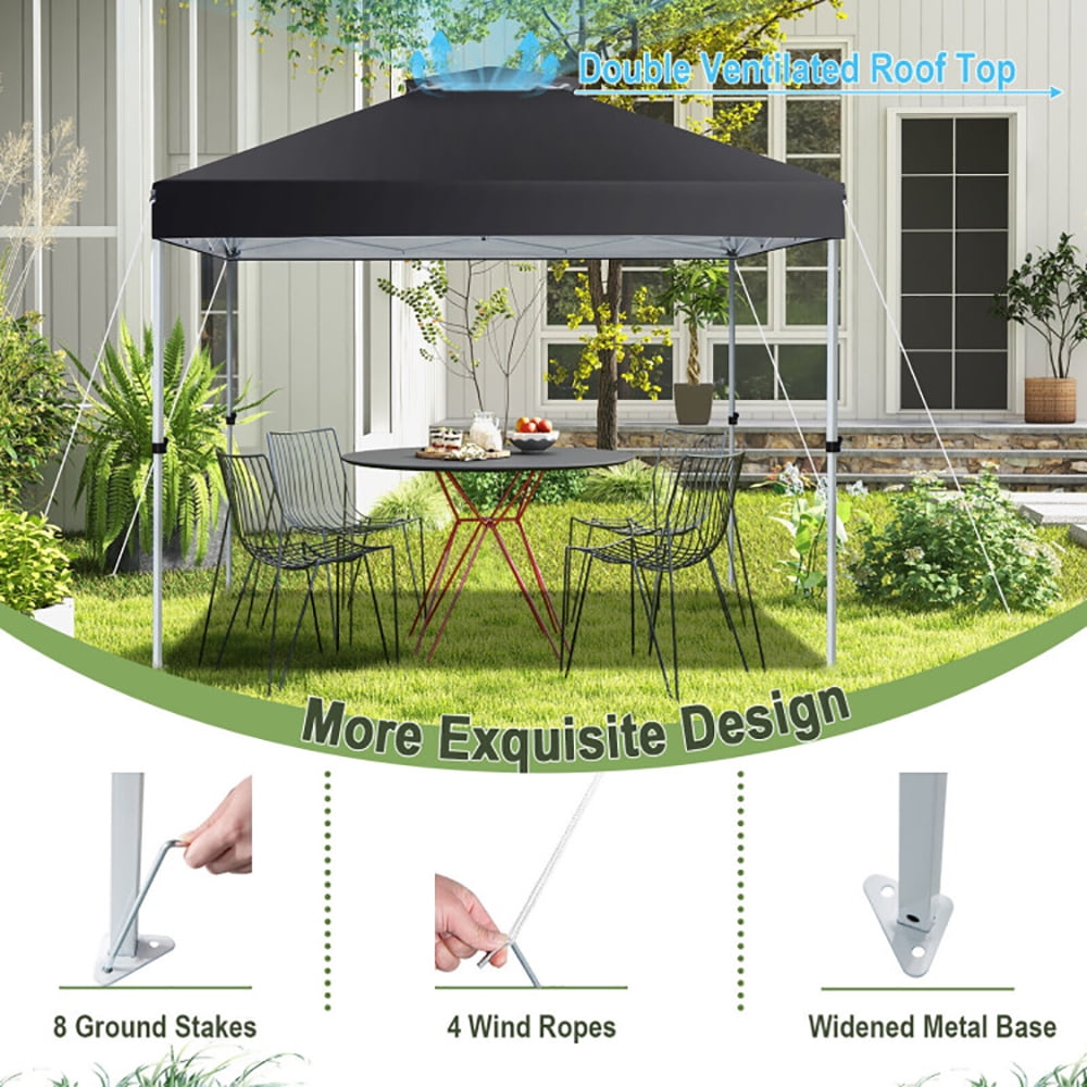 Aimee Lii 2-Tier 10 x 10 Feet Pop-up Canopy Tent with Wheeled Carry Bag, Backyard Canopy Gazebo for Party Camping BBQ Events, Black