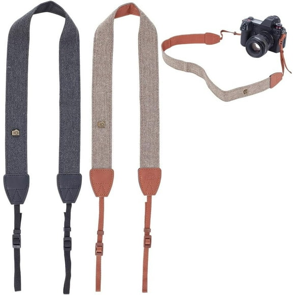 2 Colors Adjustable Camera Shoulder Straps 43-45 Inch Soft Camera Neck Belt Strap Vintage Camera Strap with Plastic Adjustment Buckles for All DSLR Camera