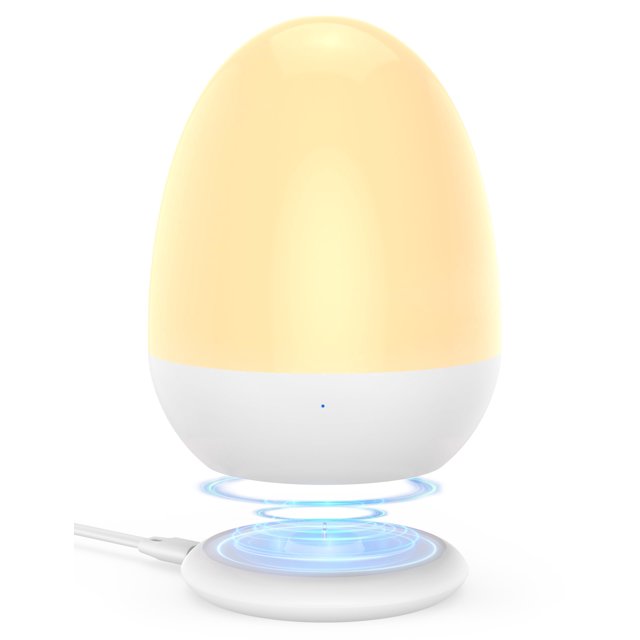 Lámpara de noche JolyWell Baby portátil con soporte de carga, diseño de huevo, color blanco
